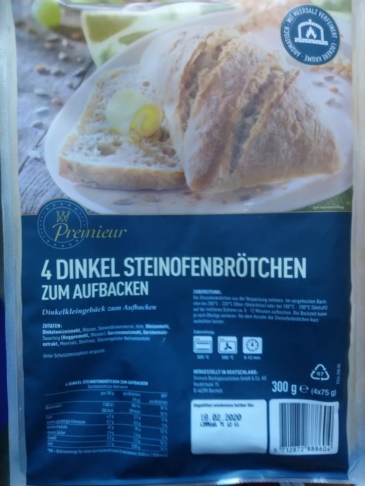 4 Dinkel Steinofenbrötchen zum Aufbacken