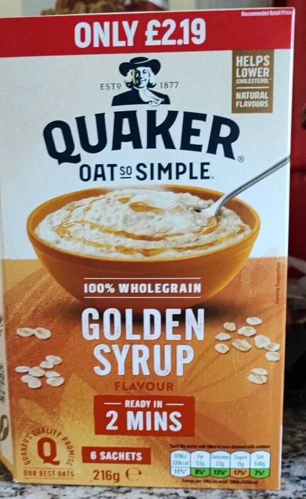 Golden syrup flavour oat so simple