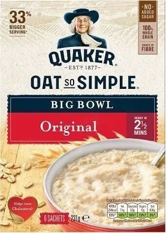 Quaker Oat So Simple Big Bowl Original Porridge