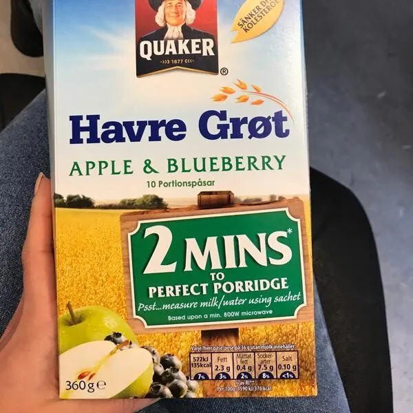 Havregrøt apple & blueberry u/melk