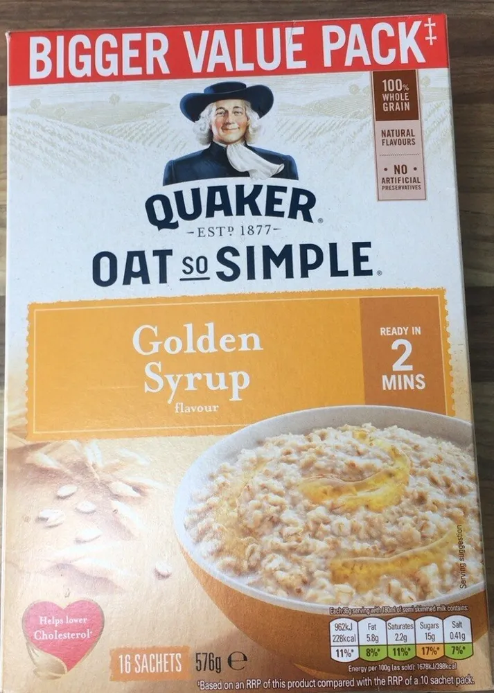 Golden Syrup Flavour Microwaveable Oats