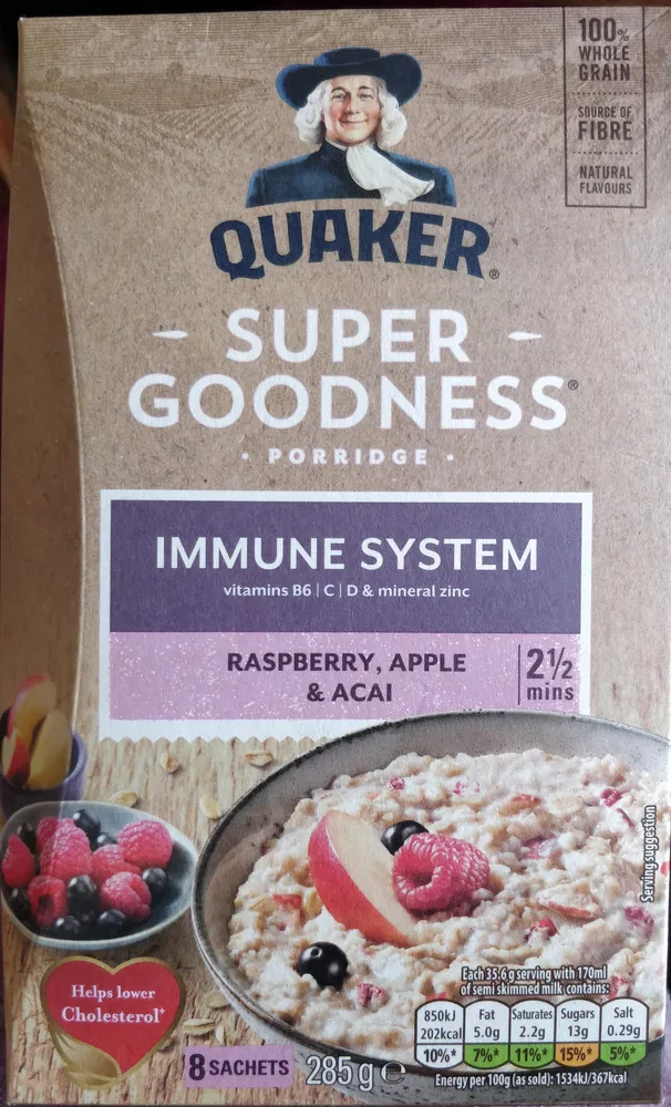 Raspberry, Apple and Acai Porridge