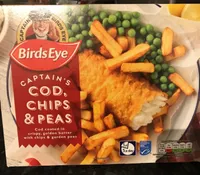 Cod, chips and peas