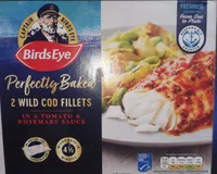 Perfectly baked wild cod fillets in a tomato and rosemary sauce