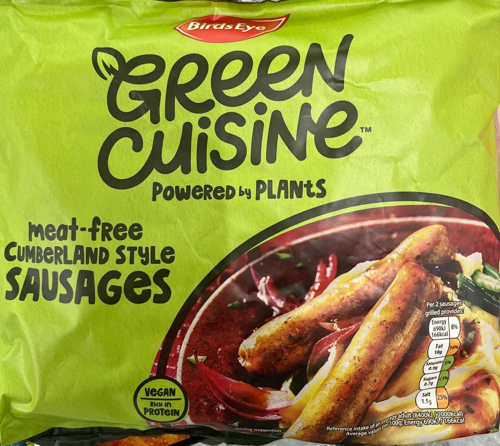 Meat-free cumberland style sausages