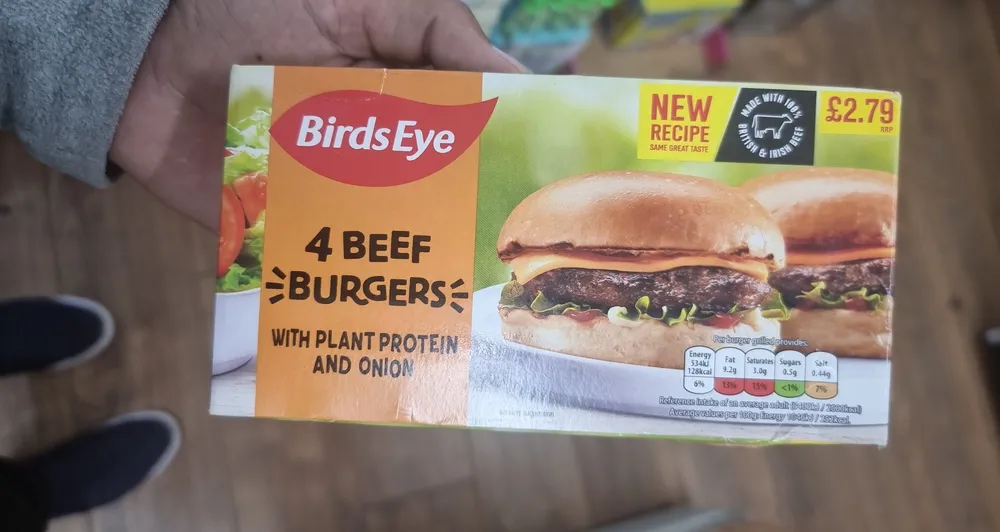 4 Beef Burgers with Plant Protein and Onion
