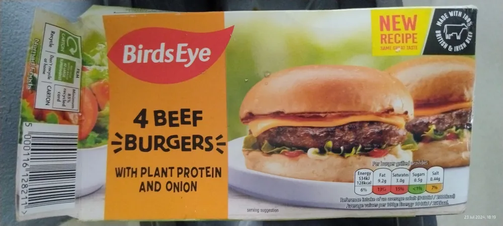 4 Beef Burgers with Plant Protein and Onion
