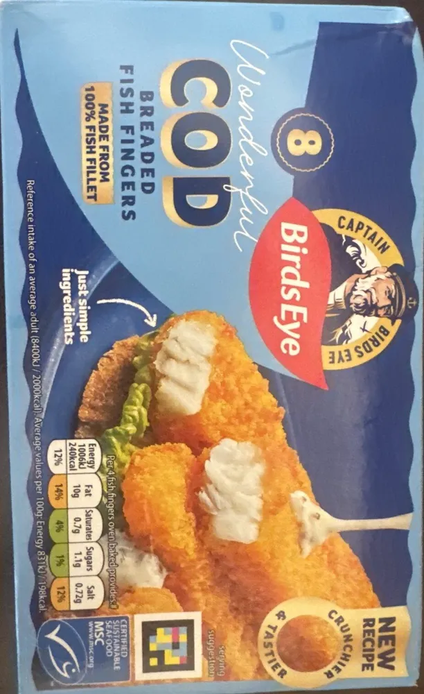 Breaded fish fingers