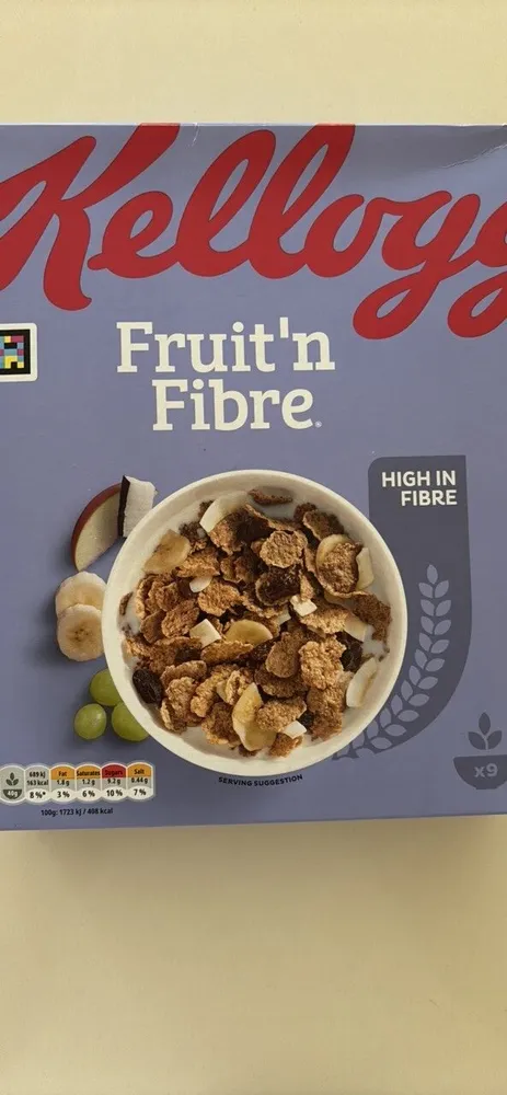Kelloggs fruit’n fibre cereal