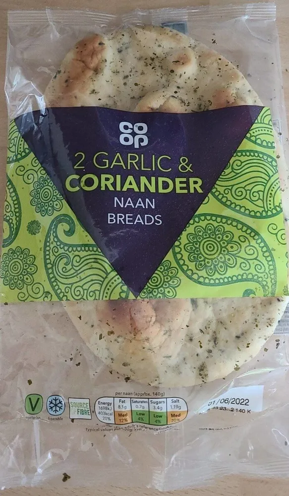 Coop garlic and coriander naan bread