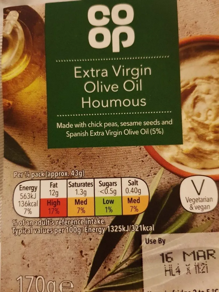 Extra Virgin Olive Oil Houmous