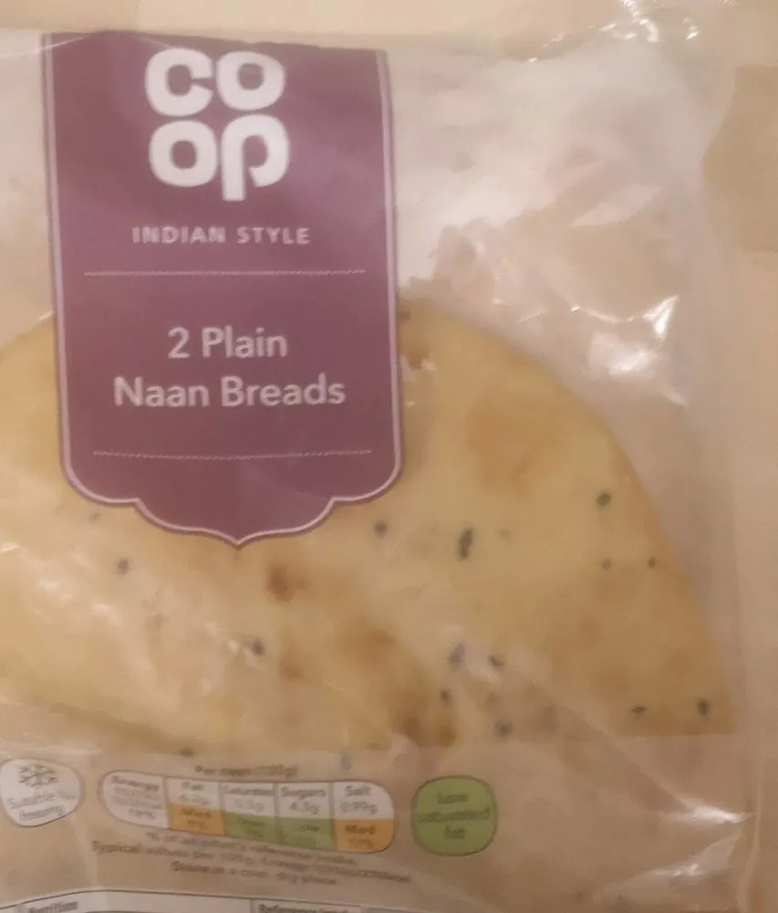 Indian style 2 plain Naan breads