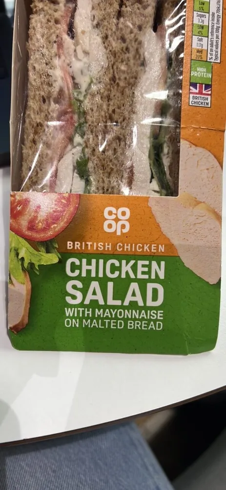 CHICKEN SALAD WITH MAYONNAISE ON MALTED BREAD