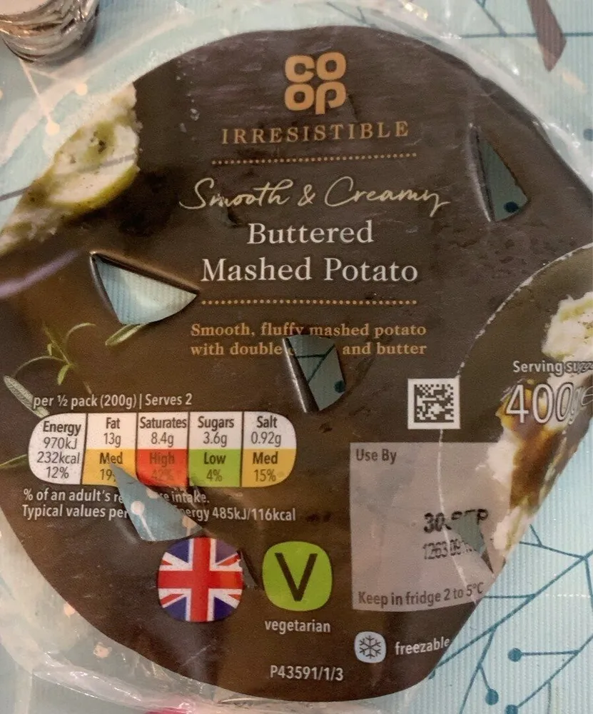 Buttered mashed potato