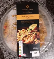 Chicken and prawn paella