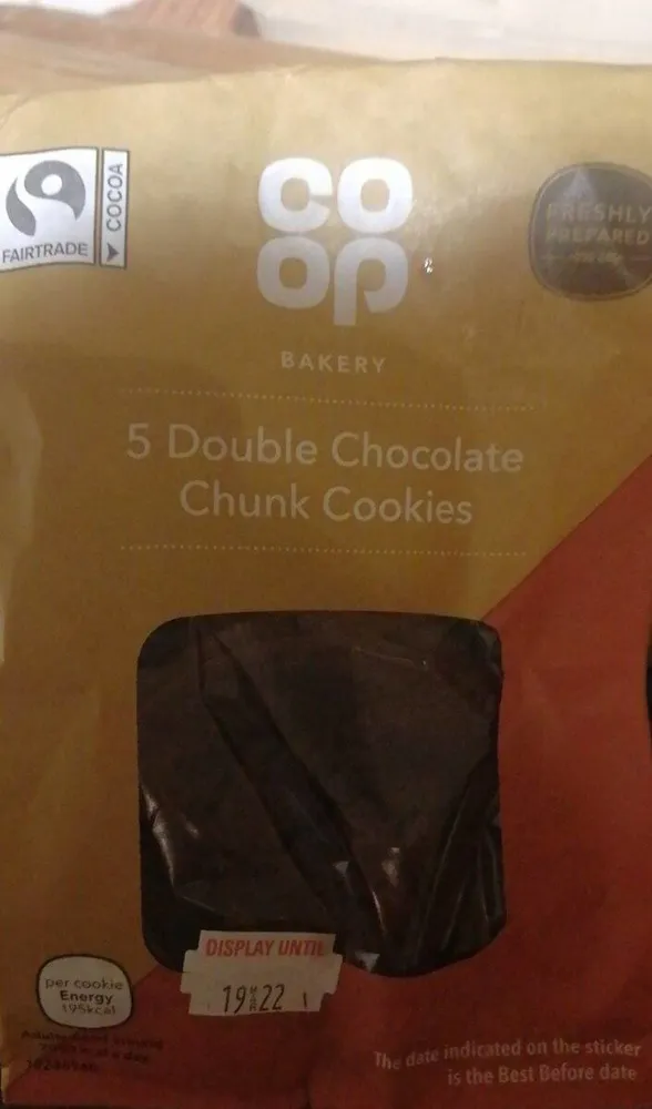 5 Double Chocolate Chunk Cookies