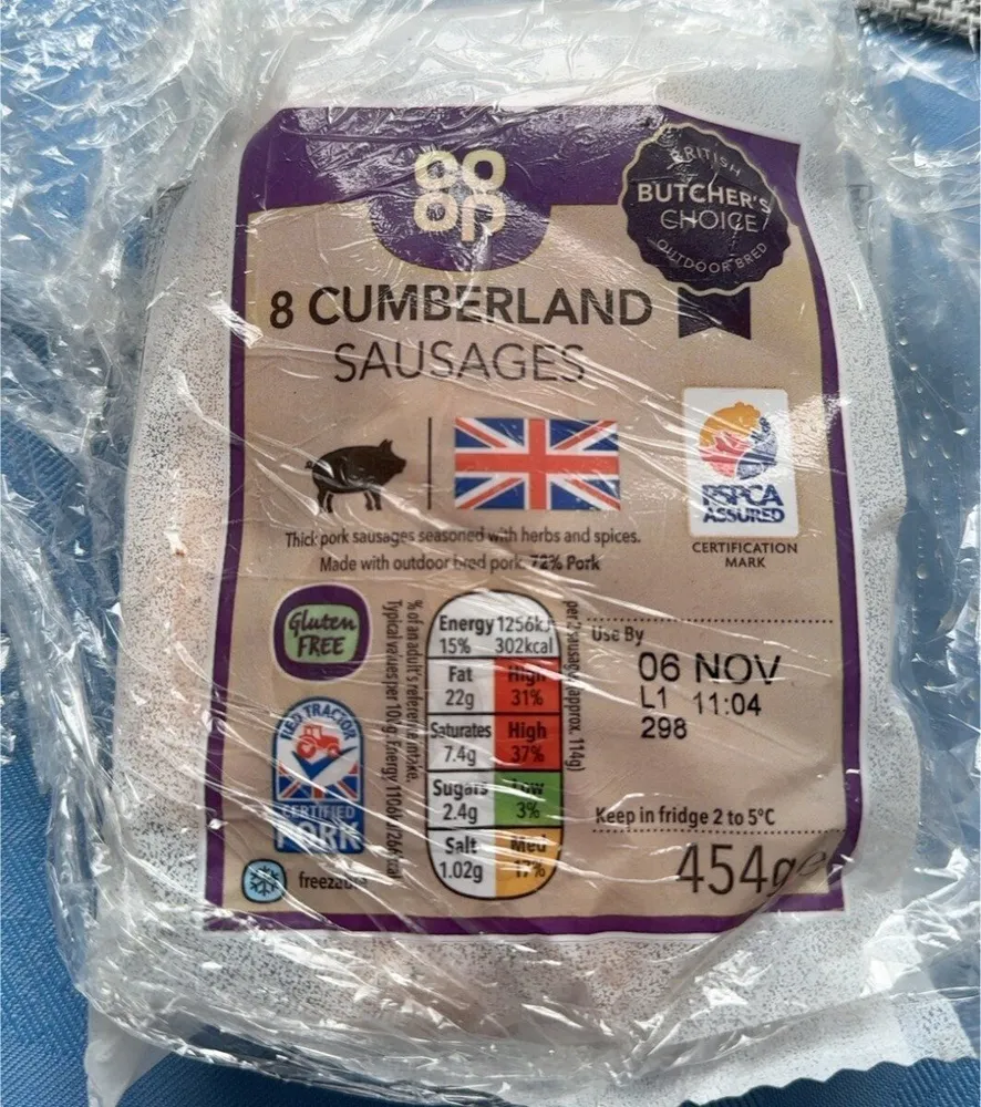 Butcher's Choice 8 British Cumberland Sausages