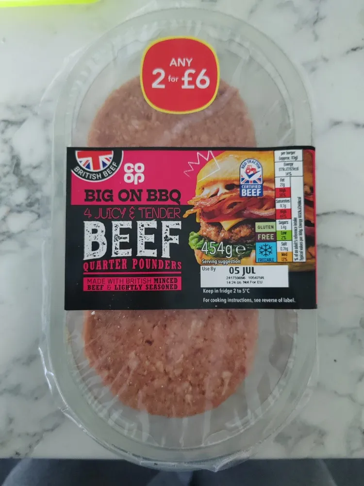 4 beef Quarter Pounders