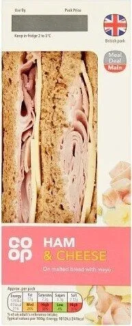 Ham & Mature Cheddar with Mayonnaise on Malted Bread