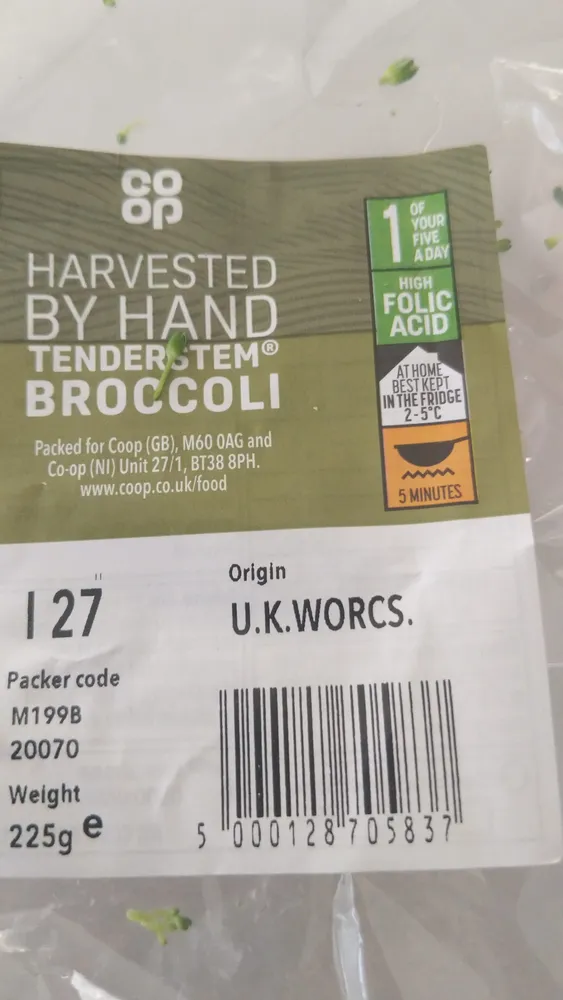Co-Op Harvested By hand Tenderstem broccoli