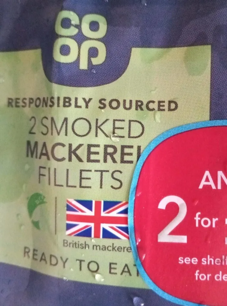 Responsibly sourced 2 smoked mackerel fillets