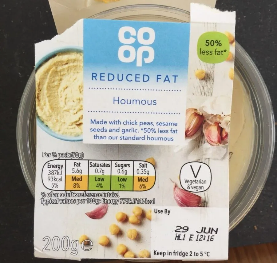 Houmous reduced fat