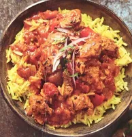 Chicken balti and pilou rice