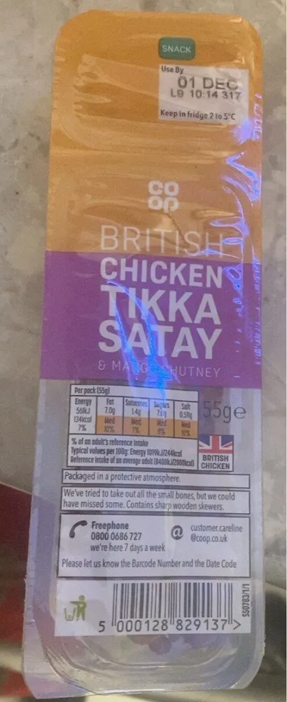 British chicken tikka satay &mango chutney