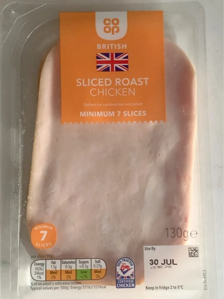 Sliced roast chicken