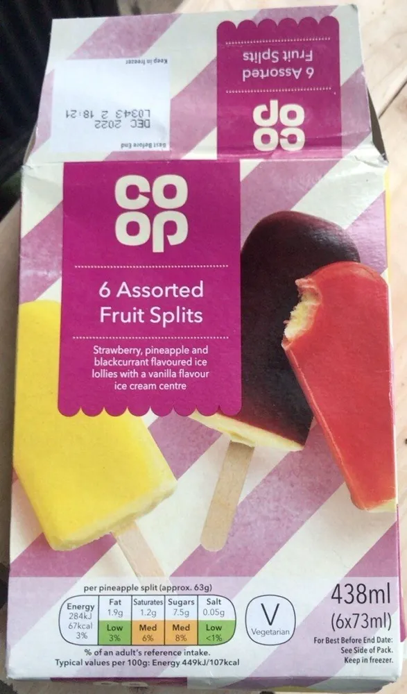 6 assorted fruit splits
