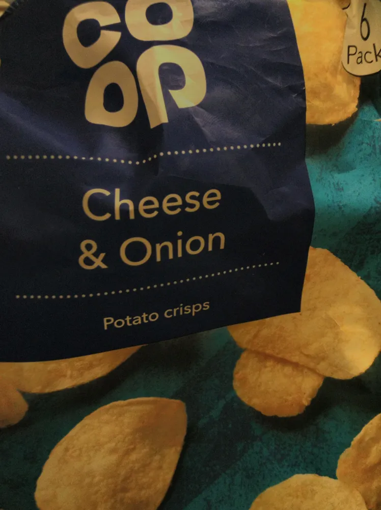 Cheese and onion flavour potato crisps