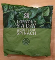 Frozen whole leaf spinach