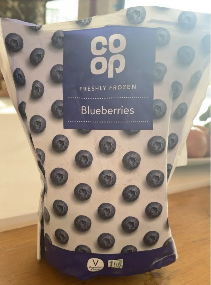 Freshly frozen blueberries