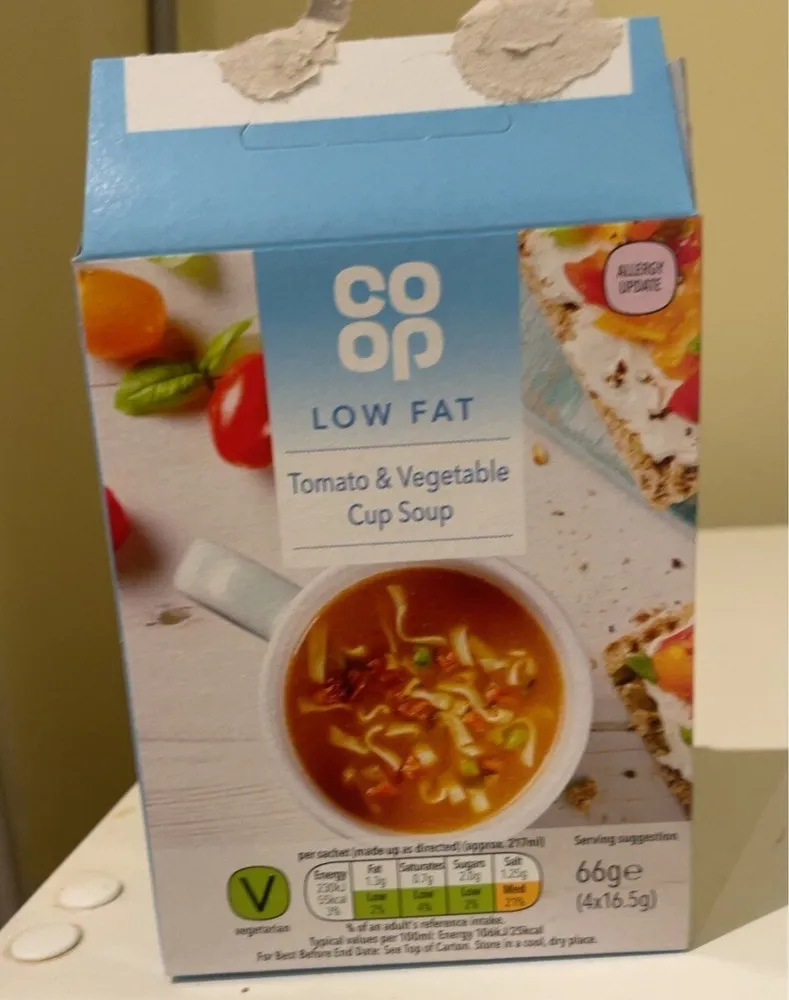 Low fat tomato & vegetable cup soup