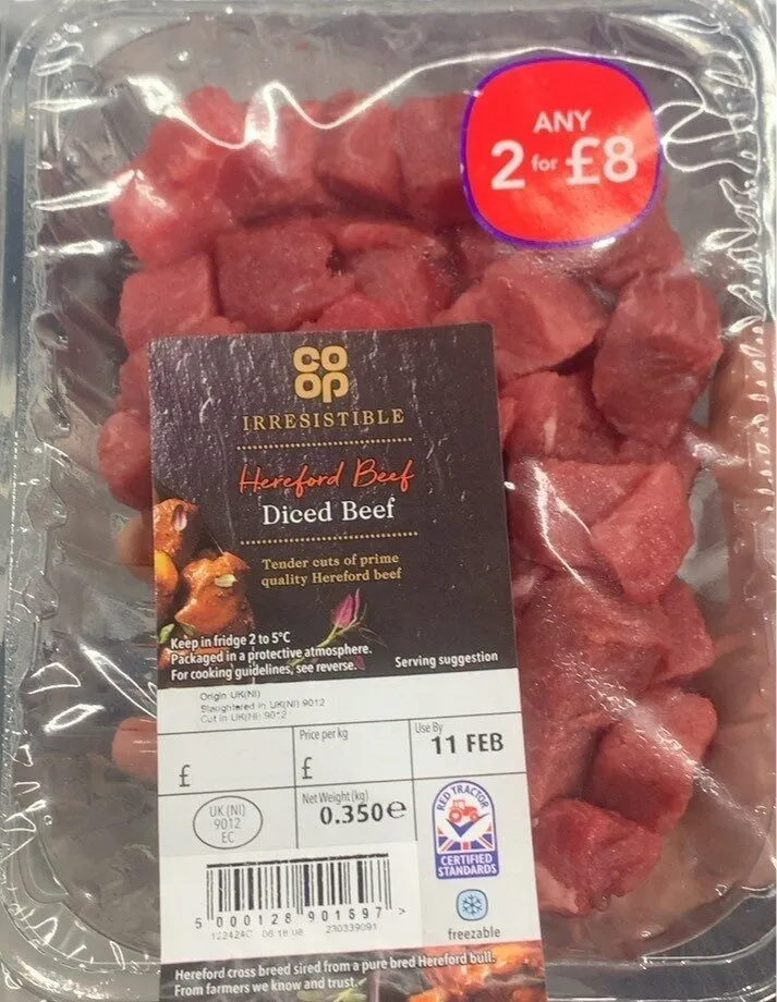 Diced beef