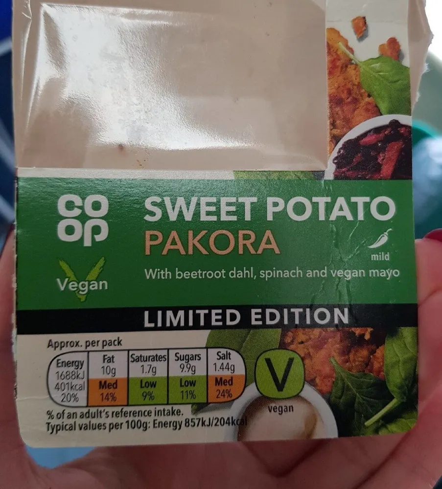 Sweet potato pakora sandwich