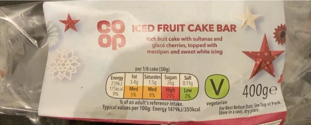 Iced fruit cake bar