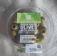 Pitted Queen Green Olives With Garlic
