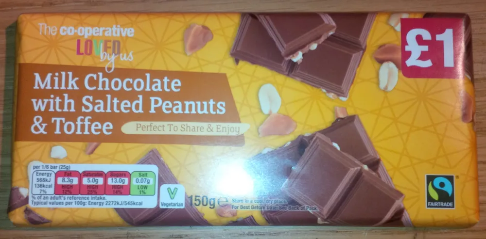 Milk chocolate with salted peanuts & toffee