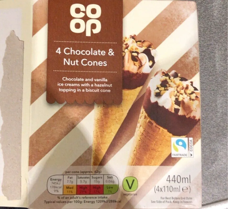 Chocolate and nut cones