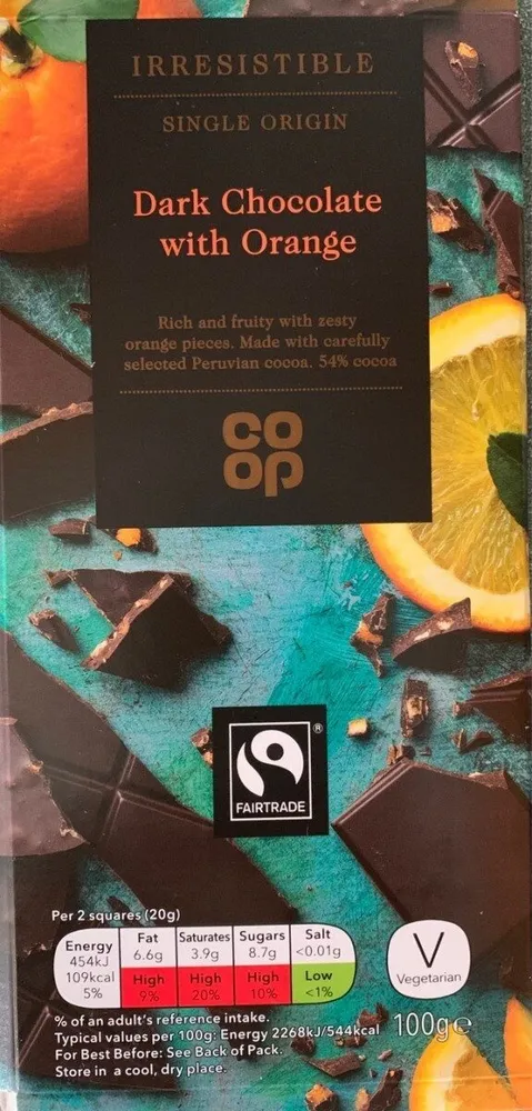 Dark chocolate with orange