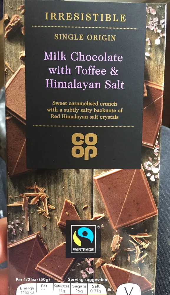 Milk chocolate with toffee & himalayan salt