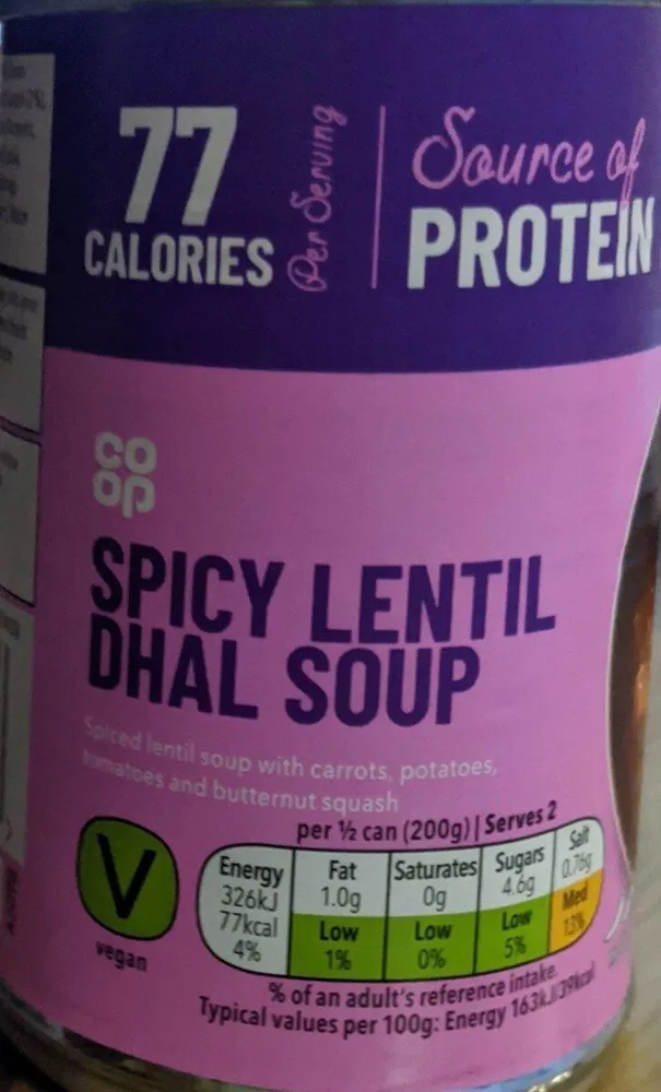 Spicy lentil dhal soup