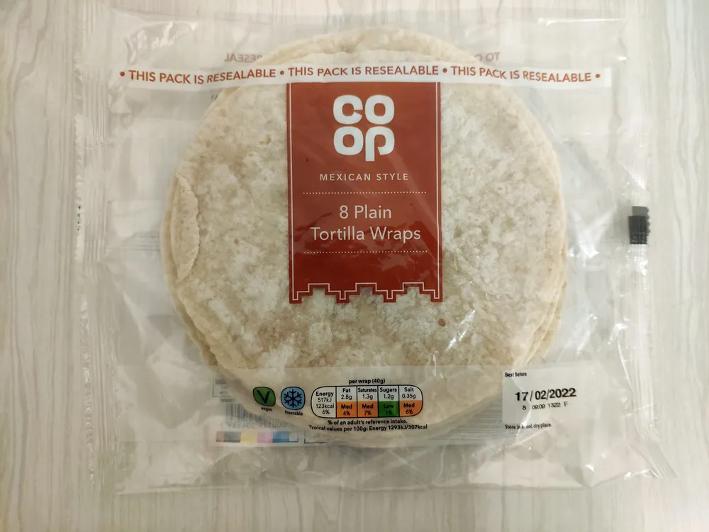 Plain tortilla wraps