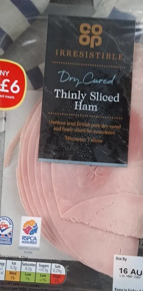 Thinly sliced ham
