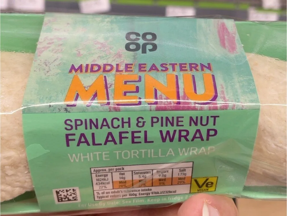 Middle Eastern Menu: Spinach & Pine Nut Falafel Wrap