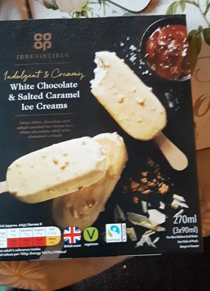 White chocolate & salted caramel ice creams