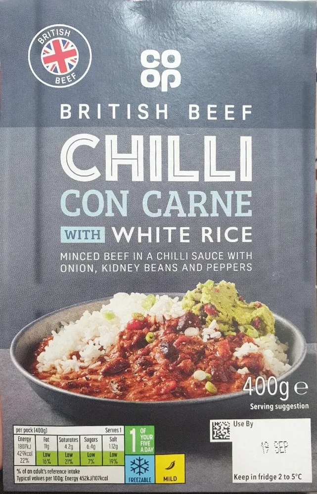 coop chilli con carne & rice