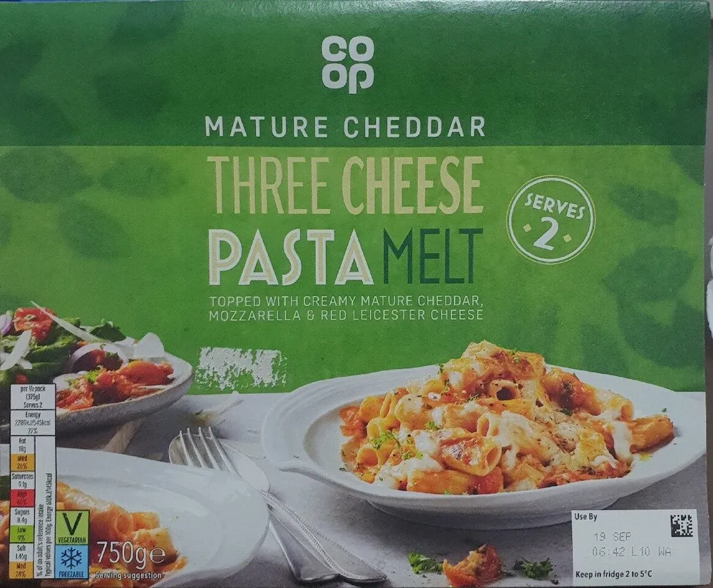 Three cheese pasta melt