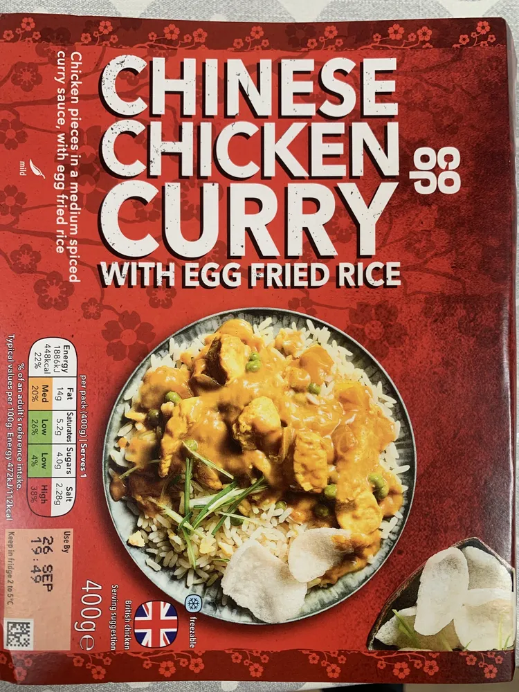Chinese chicken curry with egg fried rice
